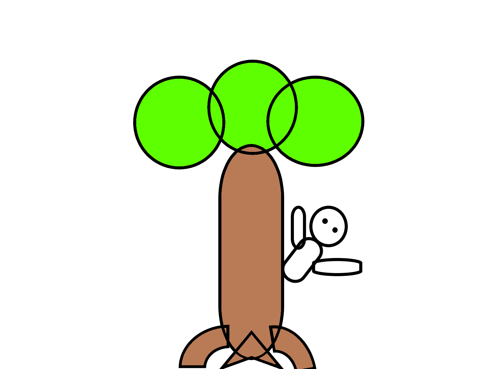 木から覗く白い人の画像